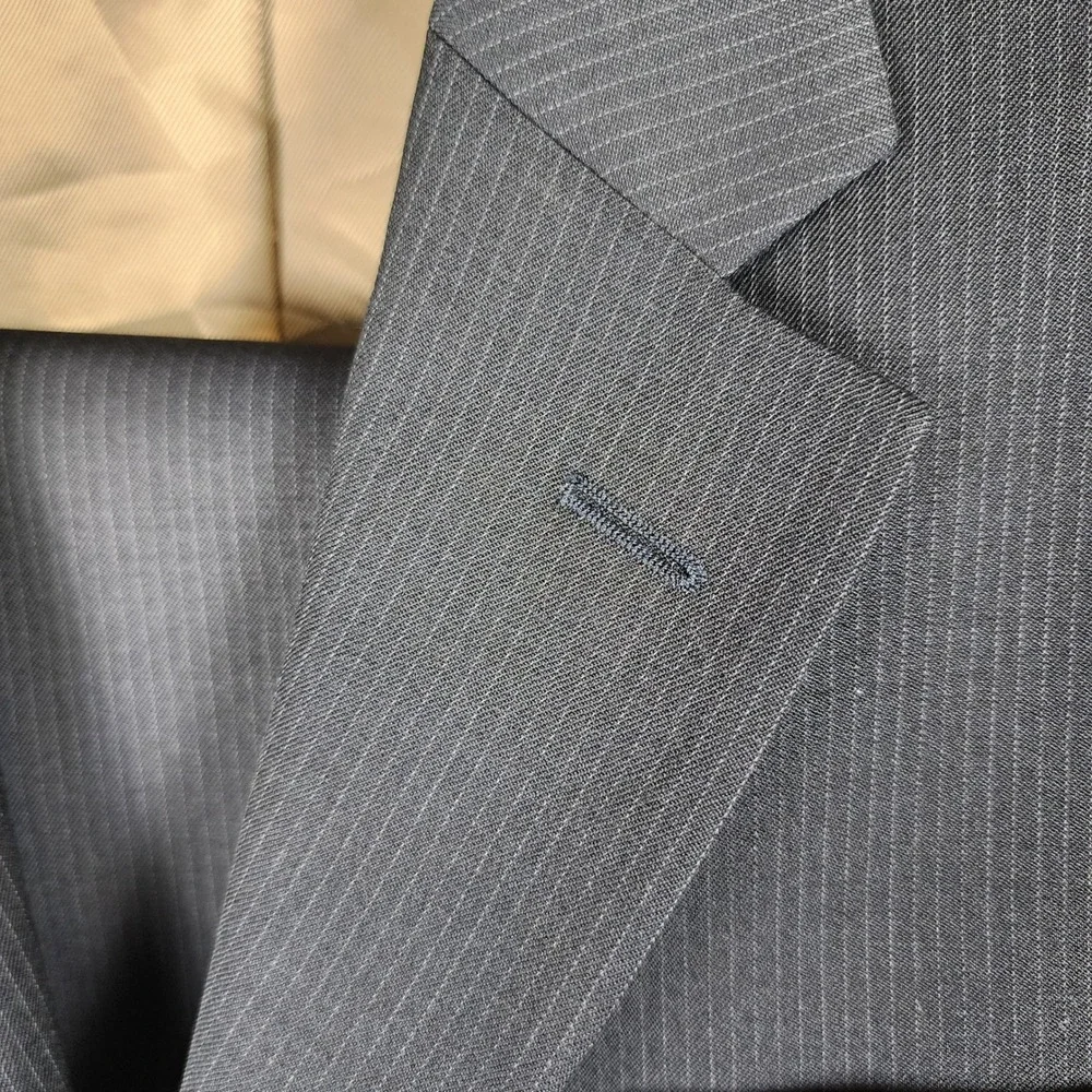 Banana Republic 2pc Pinstripe Suit Mens 42L Gray Wool Office Business Wedding
